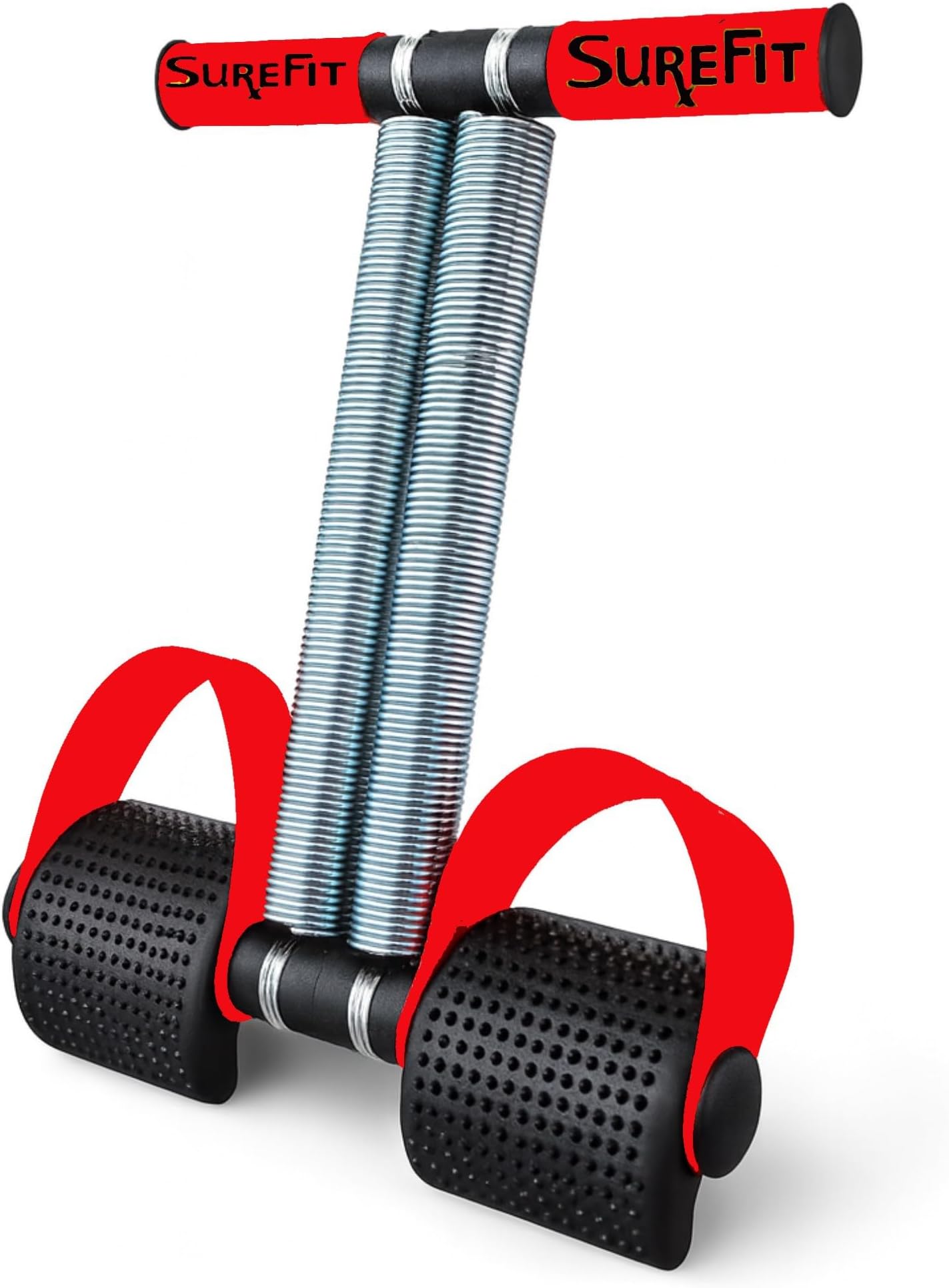 SUREFIT Double Spring Tummy Trimmer for Men & Women – Resistance Abdominal Exerciser | Home Workout Equipment for Core, Arms & Legs | Heavy-Duty Fitness Tool (Red).