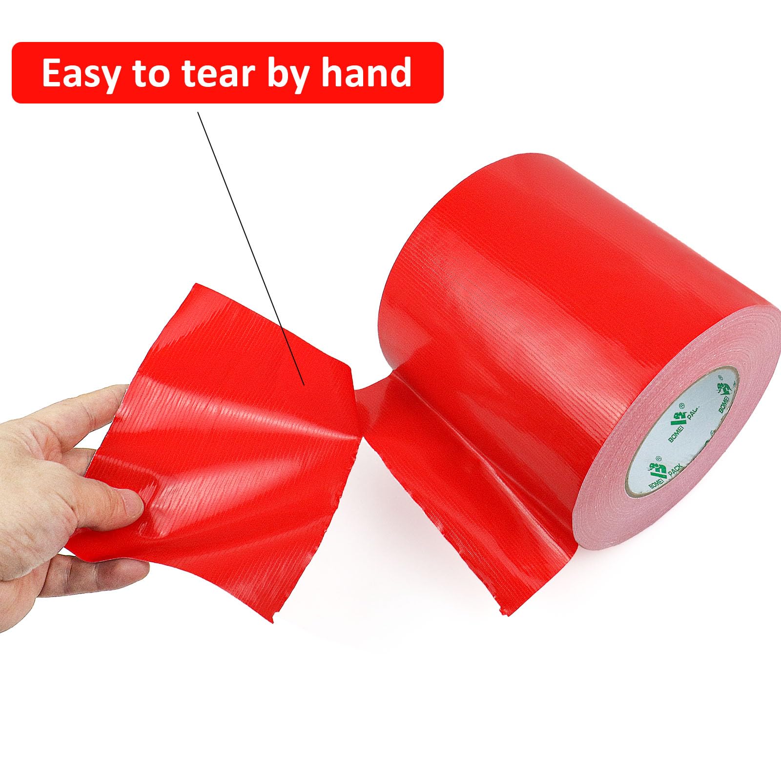 BOMEI PACK Cinta adhesiva de tela roja de 150 mm x 50 m, reforzada, resistente al agua, cinta adhesiva resistente para fijar reparaciones, cajas de etiquetado de manualidades, sellado y flejes para