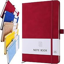 A5 Notebook, Notebook A5 Note Book Note Pad Journal Notebook A5 Notepad PU Leather Notebook for Office School Home Business Writing & Note Taking 200 Pages (100 Sheets)-Wine Red