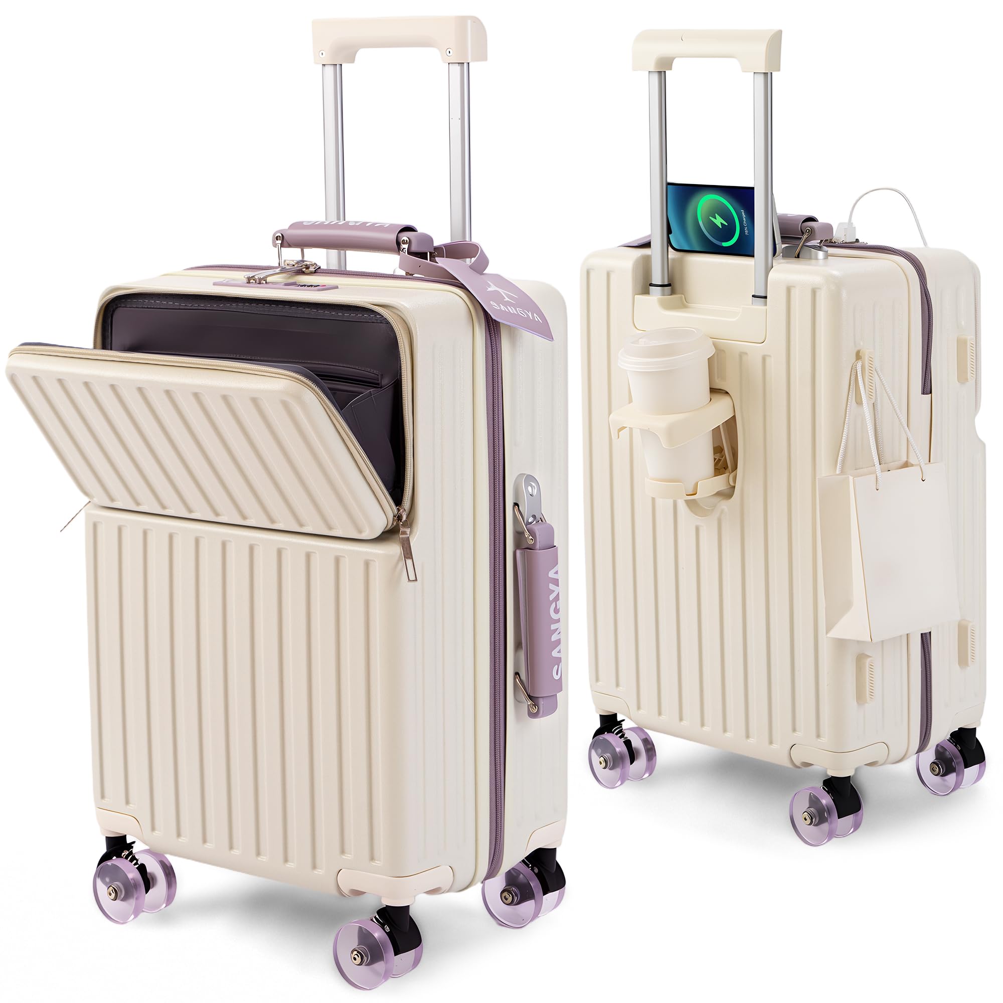 Amazon | [Mularda] スーツケース フロントオープン 多機能 キャリー