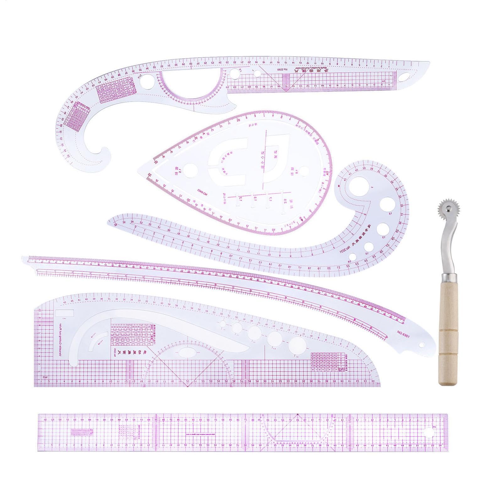 Righello Per Cucito Trasparenti Per Taglio E Quilting | 7 Pezzi Righelli Sarti Metrici Francesi Per Quilter Sarti Designer Maglia Uncinetto Creazione Abito Pantalone Indumenti Casa