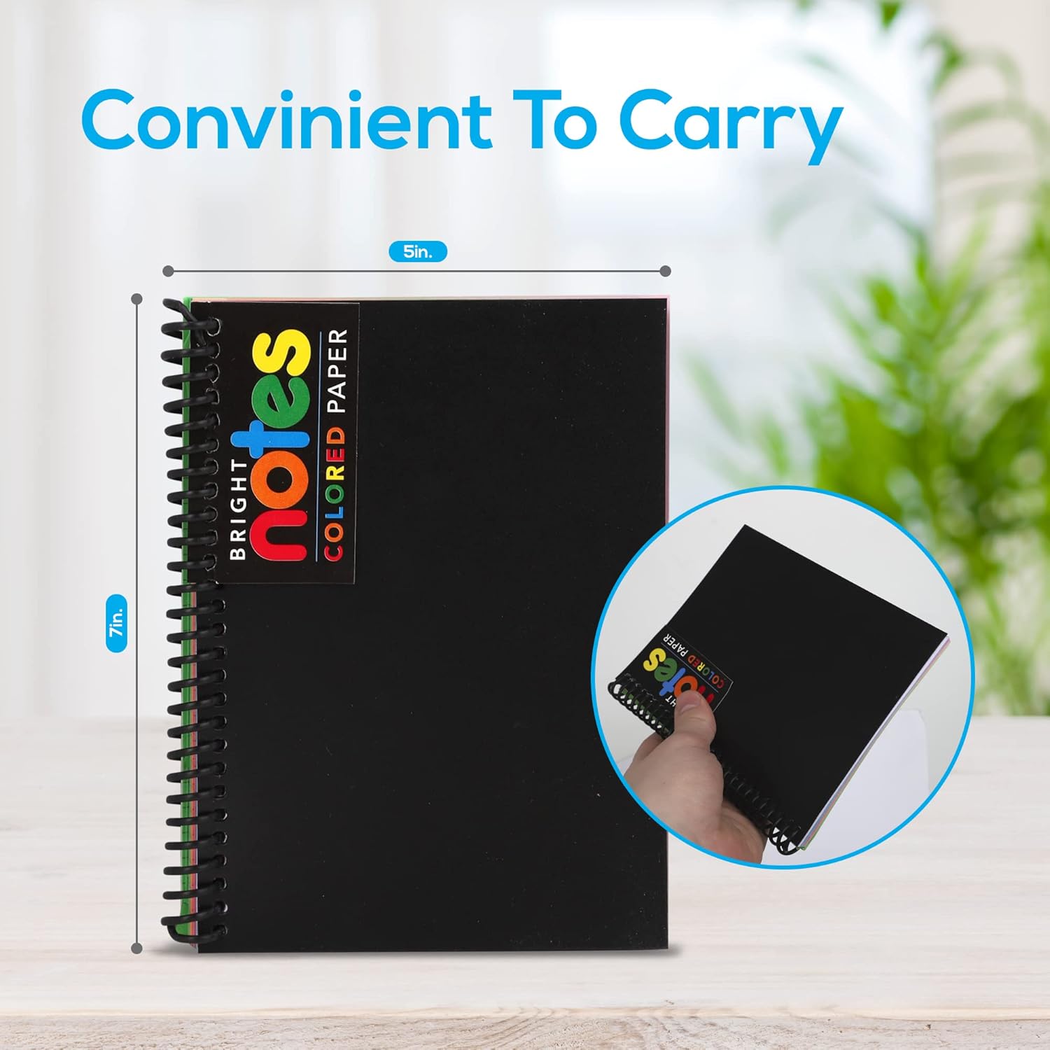 Spiral Notebook, 5x7 Inch Notebooks - Wirebound College Ruled Note Books, Bright Neon Colored Lined Paper, Perforated Notepad Memo Books - Durable Poly Cover, Journaling Notebook - 100 Sheets - 3 Pack : Office Products