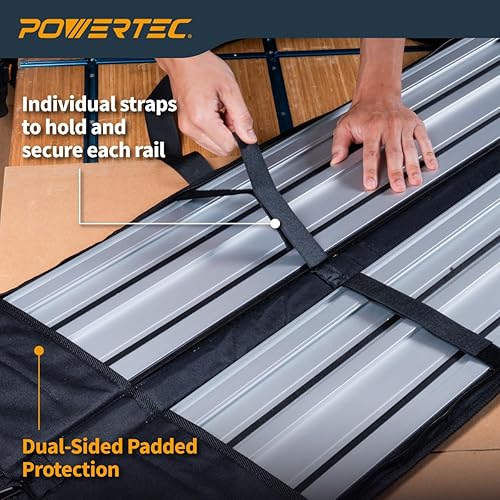 Miniatura 4 de POWERTEC 71411V 59" Riel guía de sierra de riel para Makita y DEWALT  Wacolchado de doble cara para una colocación segura del riel