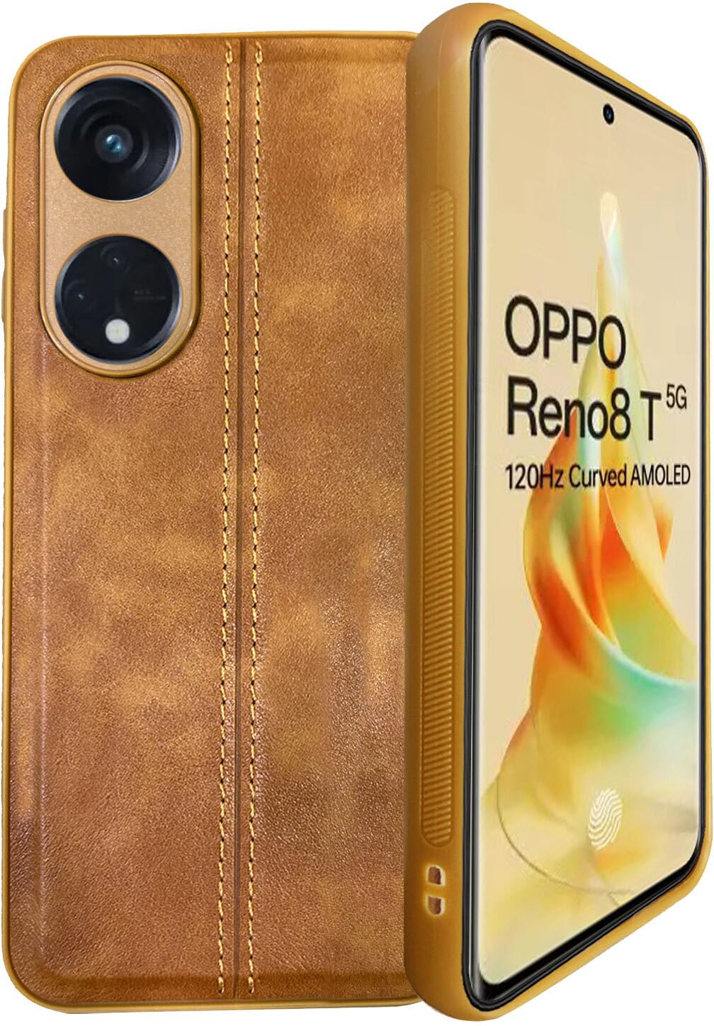 A rtistque Premium Thread Leather Back Cover Case for Oppo Reno 8T 5G | Drop Protection | Smooth Grip | Raised Camera Edges - Brown (B0CDCH4HNL) Amazon Price History, Amazon Price Tracker