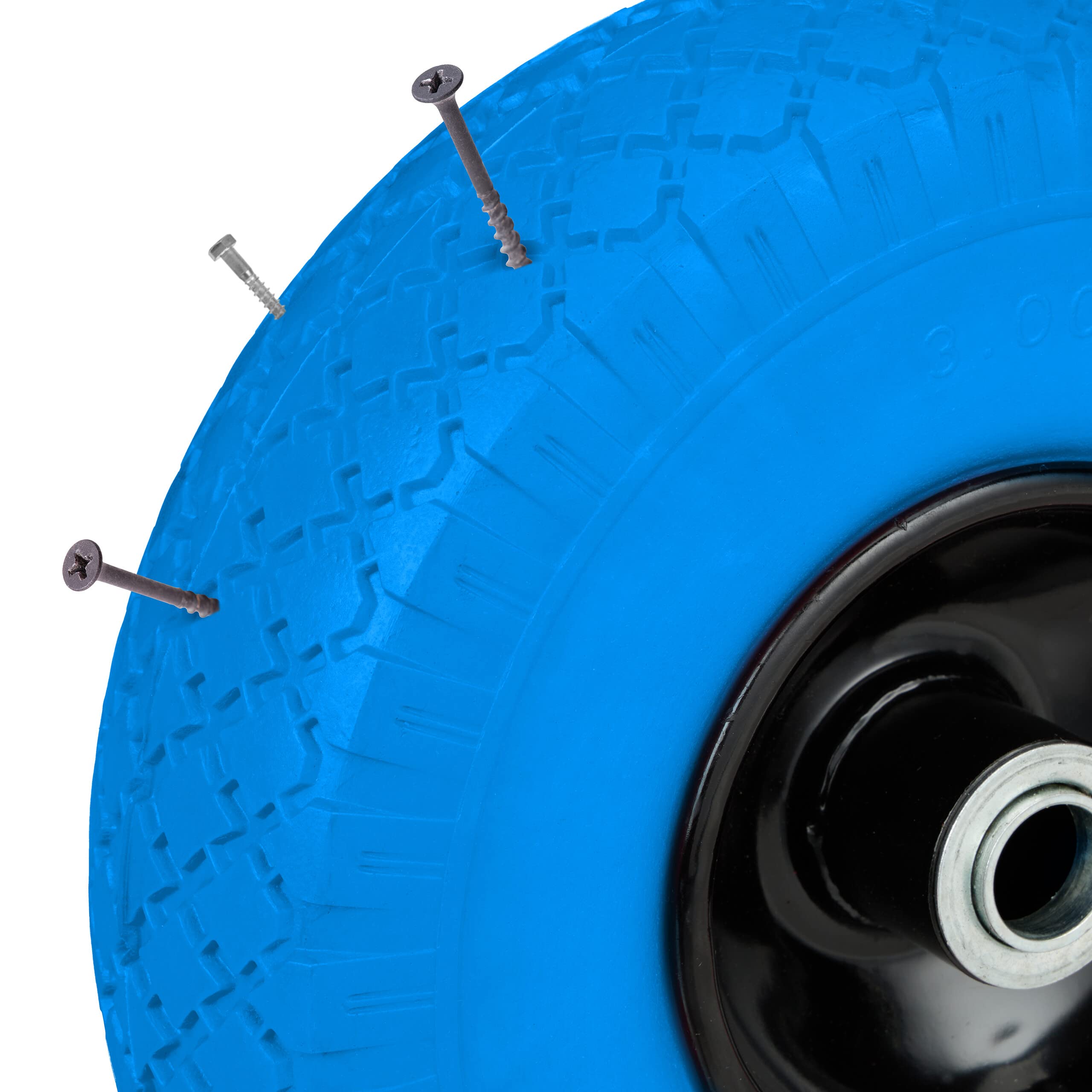 Relaxdays Ruota per Carrello 3.00-4, Set da 2, Gomma Piena, Cerchione in Acciaio, Antiforatura Fino a 100 kg, Nero Blu