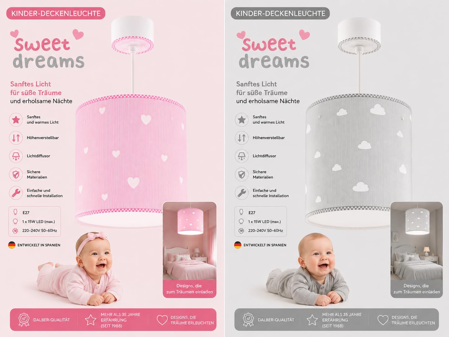 Dalber Kinder Pendelleuchte Clouds Wolken Grau 62012ME | Hängelampe; Deckenleuchte; Kinderzimmer; E27 - 1 x 15W