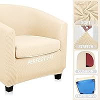 Vista 3 de Lellen Funda para silla de club con funda de cojín de asiento, fundas de sofá, fundas redondas para silla de bañera, funda protectora de sillón