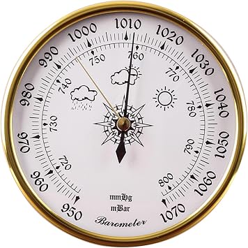 Barometer,Barometric Pressure Gauge,Barometers for The Home,128mm Dial Type Fishing Barometer,Mechanical Weather Barometer,Wall Hanging Analog Weather Station,for Indoor and Outdoor Use