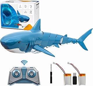 ألعاب حمام السباحة للأولاد بعمر 3 4 5 6 سنوات لعبة سمكة قرش بجهاز تحكم لحمام والحمام مع بطارية قابلة لإعادة الشحن من اكارجول لون ذهبي موديل A801