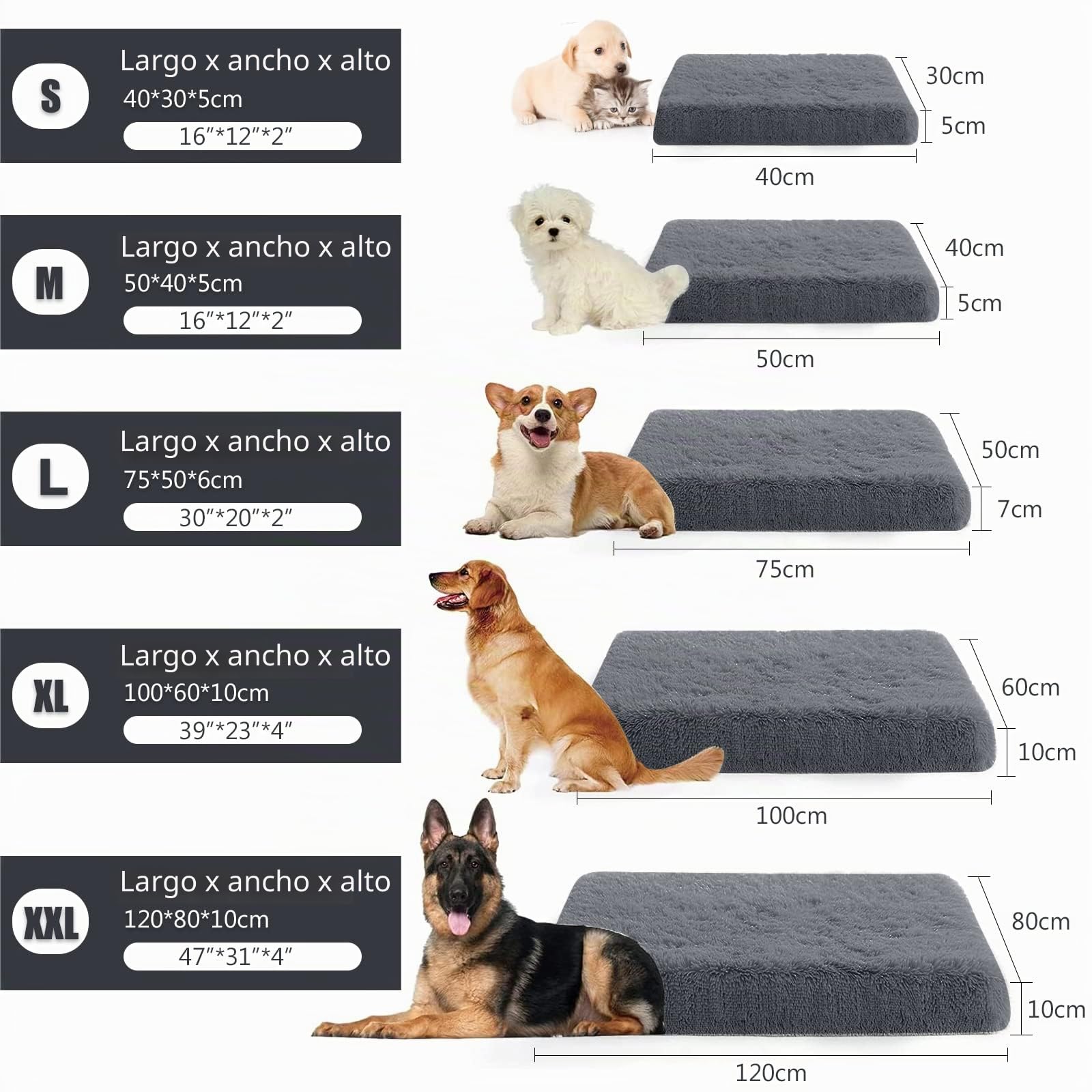 PETCUTE Cojín Ortopédico para Perros,Lavable,Colchoneta para Perros,XL | Cama para Perros y Gatos,Desenfundable Cómodo Suave y Cálida,Cama para Mascotas con Parte Inferior Antideslizante