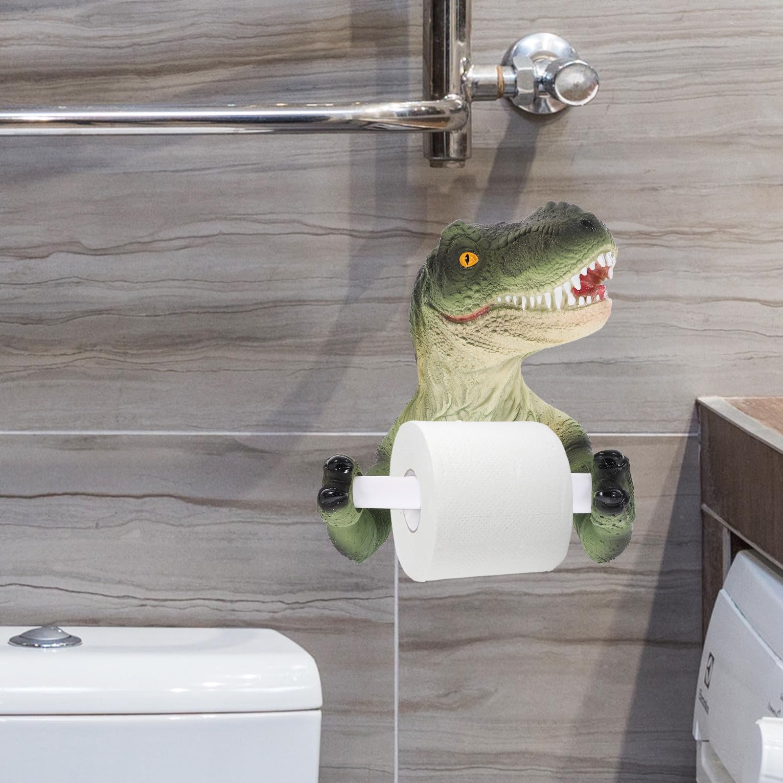 Toilettenpapierhalter mit Klebefläche Dinosaurier aus Kunstharz