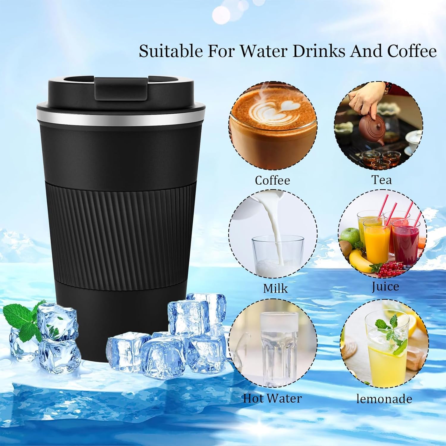 Eastrise Travel Mug,Insulated Coffee Cup with Leakproof Lid,Reusable Travel Coffee Mug,Stainless Steel Coffee Cup for Hot or Cold Drinks(Black/18oz) - Image 4