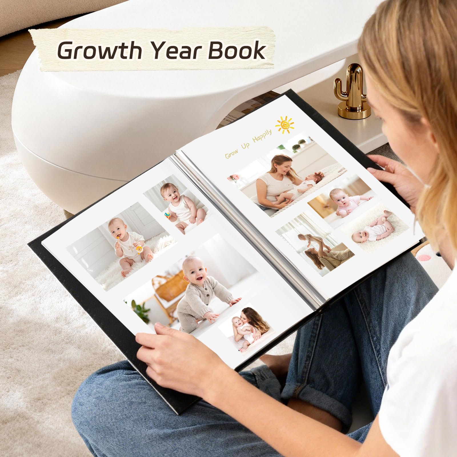 RECUTMS, 60 DIY-Fotoalbum mit selbstklebenden Seiten, Kunstlederumschlag mit Knopfprägung für Fotos in 10×15, 13×18, 20×25 cm, Hochzeitsalbum, Babyalbum, Erinnerungsbuch, Familien-Scrapbook, Grau | 30 Blatt/60 Seiten, für Fotos der Größe 7,6 x 12,7 cm, 10