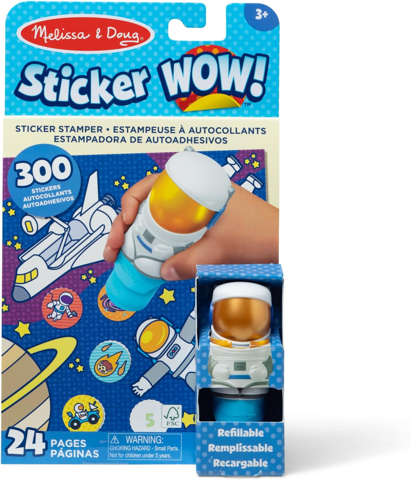 Sticker WOW!™ 24-Page Activity Pad and Sticker Stamper, 300 Stickers, Arts and Crafts Fidget Toy Collectible Character – Astronaut - FSC Certified