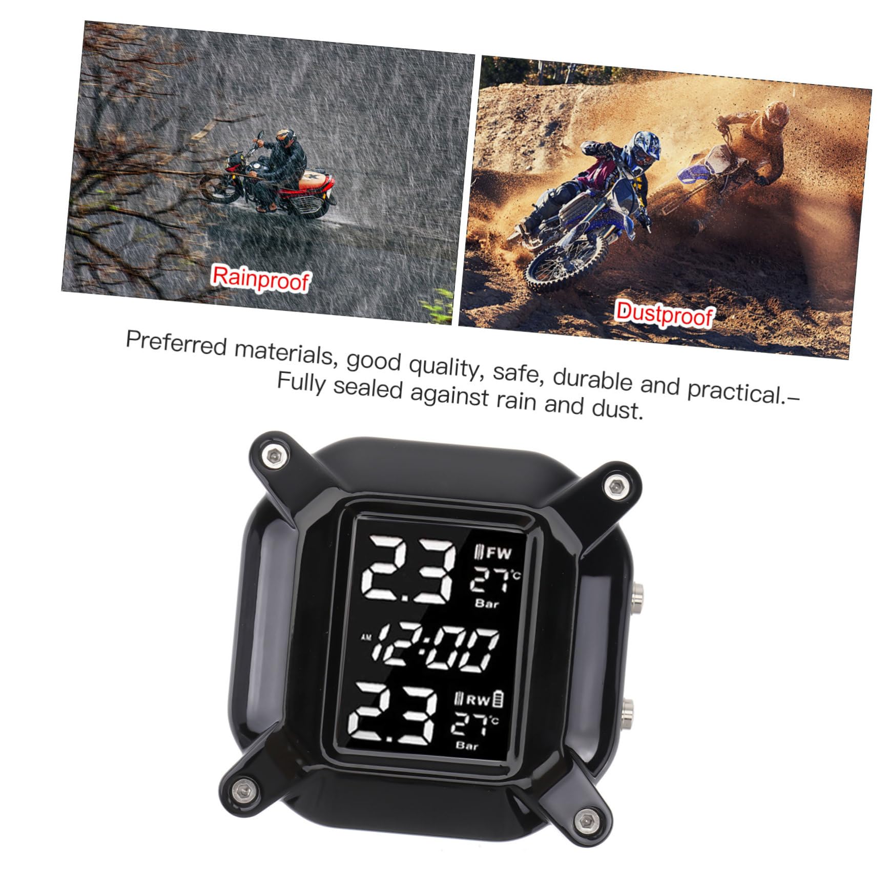 BESPORTBLE 1zestaw Czujników Ciśnienia Oponach Do Motocykli Wysokiej Jakości Trwałe Materiały Łatwy Instalacji Oszczędzający Energię Idealny Do Monitorowania Wydajności Pojazdu