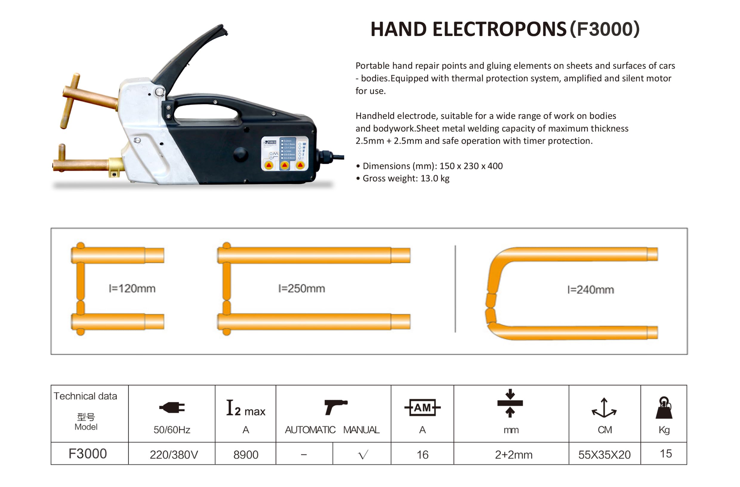 Professional Portable Electric 110 Volt Spot Welder Machine with Replaceable Welding Electrode Arms and 3pcs Hexagon Key (220, Volts)