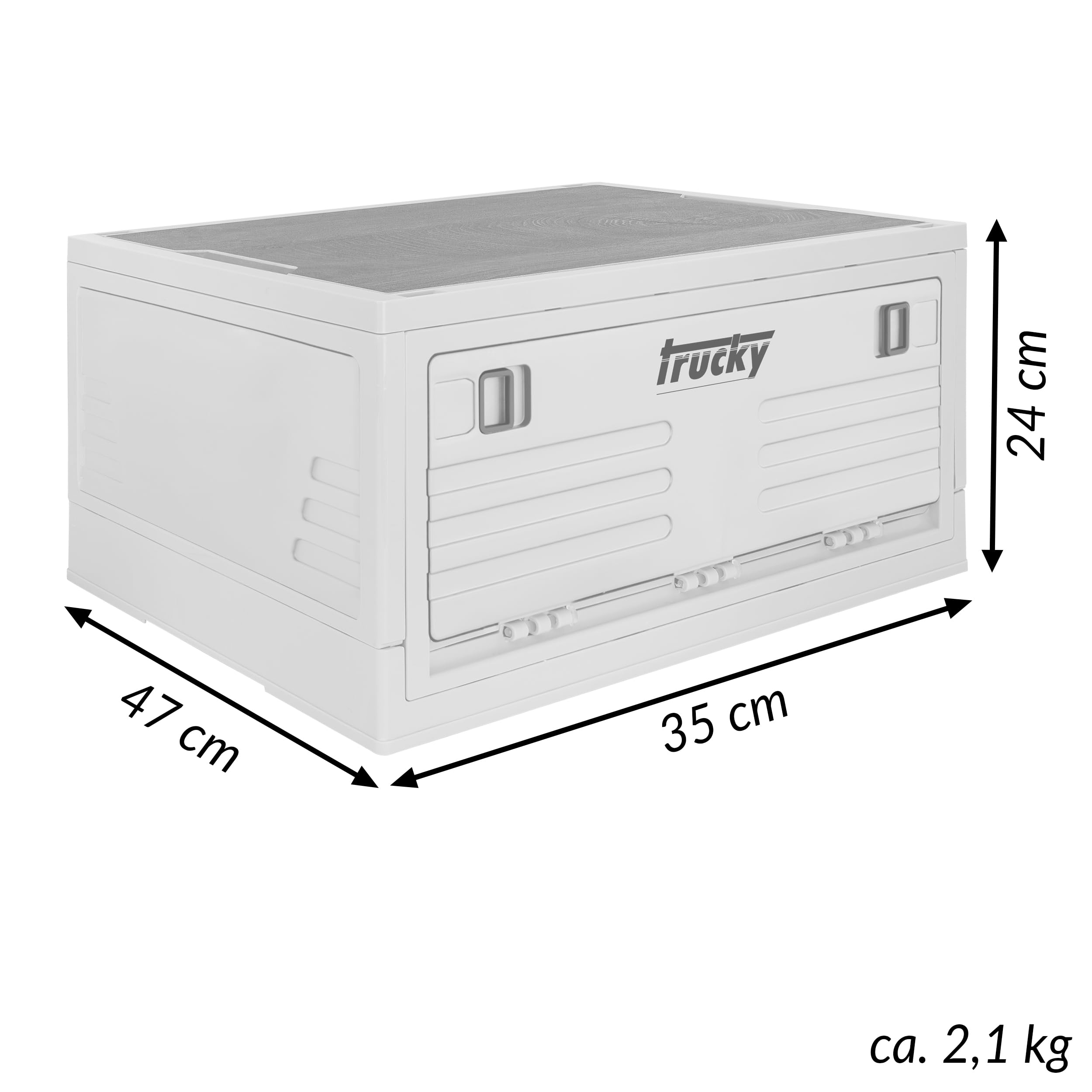 Trucky Caja de almacenamiento con tapa, juego de 4 unidades, 35 L, 48 x 30 x 24 cm, para camping, plegable, con tapa, color verde