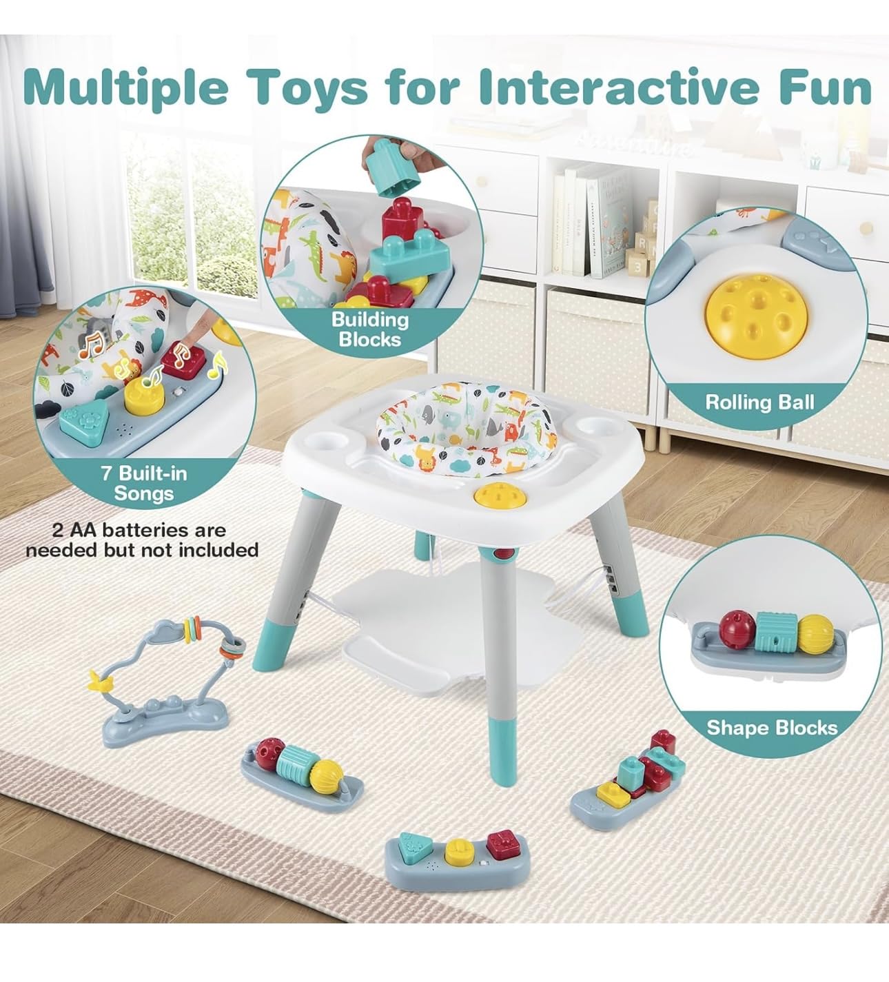Richtots Premium 6-in-1 Baby Activity Center, Baby Jumper & Interactive Play Table with 360° Rotating Seat, Detachable Toys & Music, Montessori,6-36 Months 3