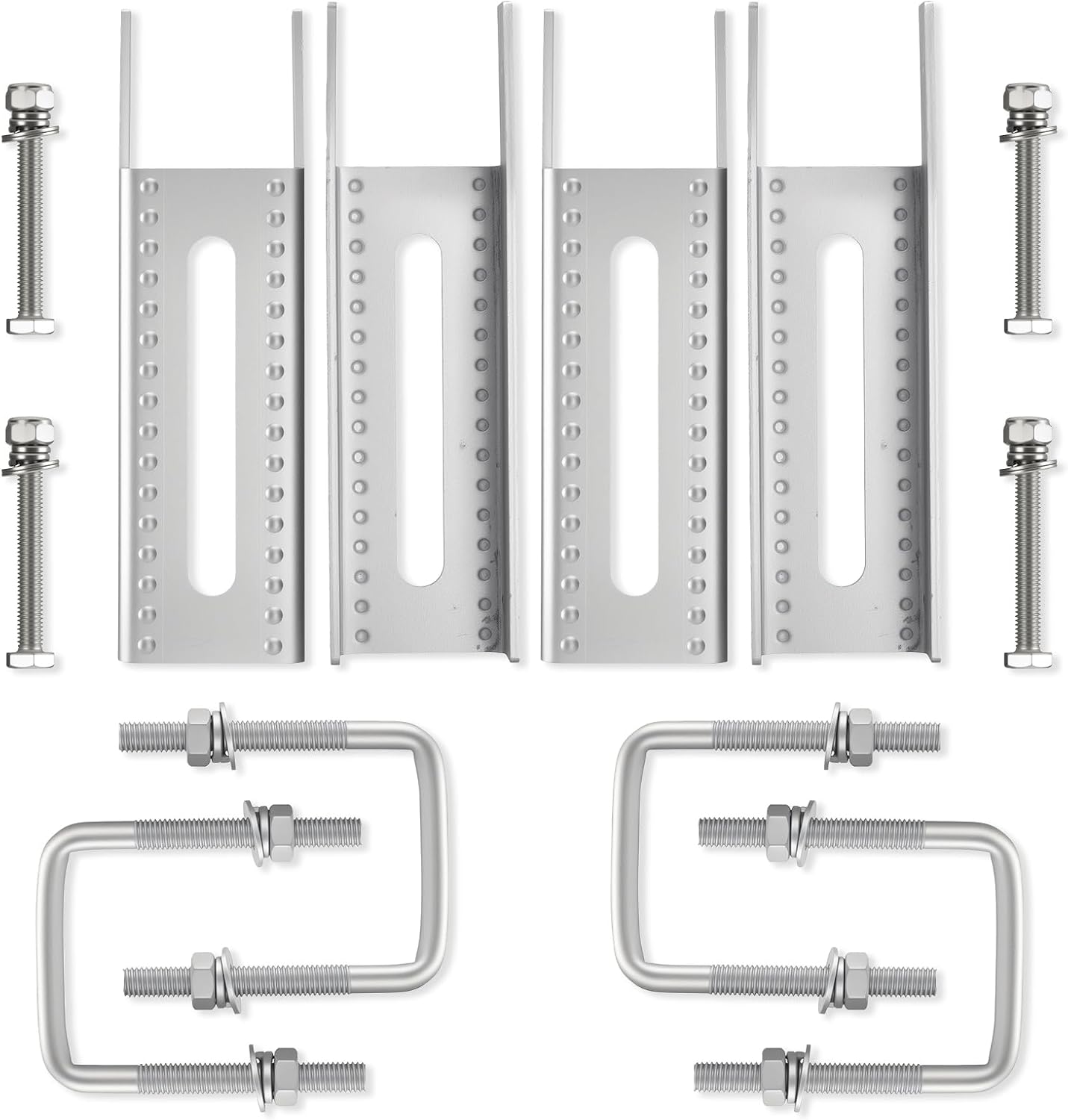 4 Pack 8" Boat Trailer Vertical Bunk Bracket for Carpeted Guide, Galvanized Steel Bunk Bracket Kit for 1.5" x 3", 2" x 3", 3" x 3" Boat Trailer Crossmember