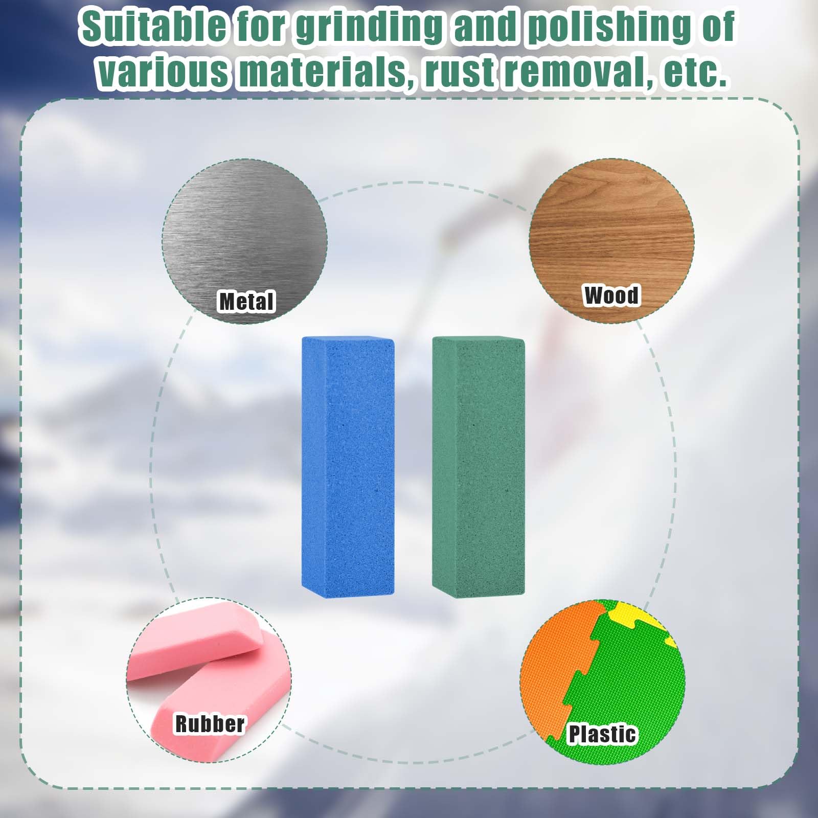 3 Pietre Abrasive In Gomma Per Sci E Snowboard – Grana 60, 120, 240 Per Rimuovere Ruggine E Sbavature Dai Bordi