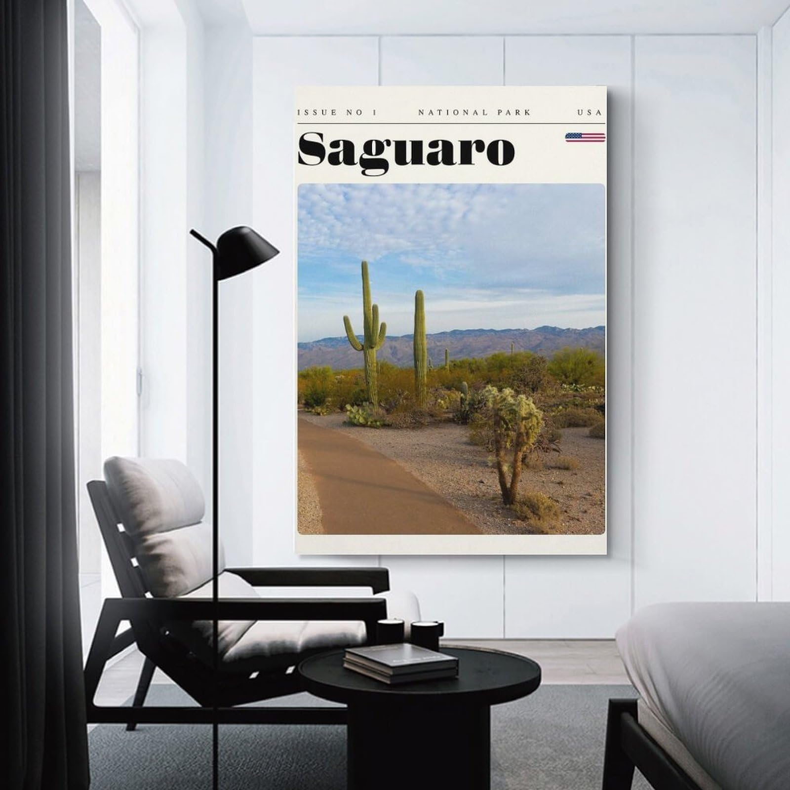 Junmoney Saguaro National Park Travel Art Canvas Art Print, 08x12inch(20x30cm), for Restful Interiors, Bedrooms Or Small Rooms, A Warm Accent for Relaxed Interiors