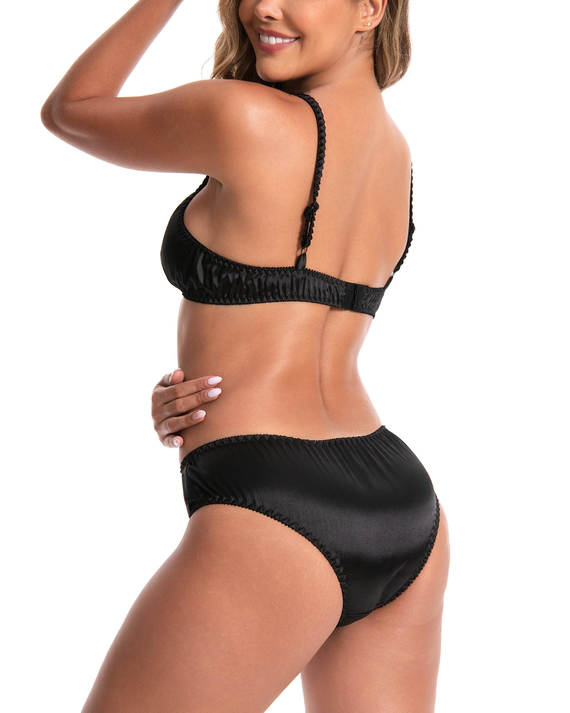 Satini Satin Slip Damen Volle Bedeckung | Edler Glanz, Bequem für jeden Tag, Zarte Rosenknospe, Passend zum Bralette, Dessous, Größen S-XXL