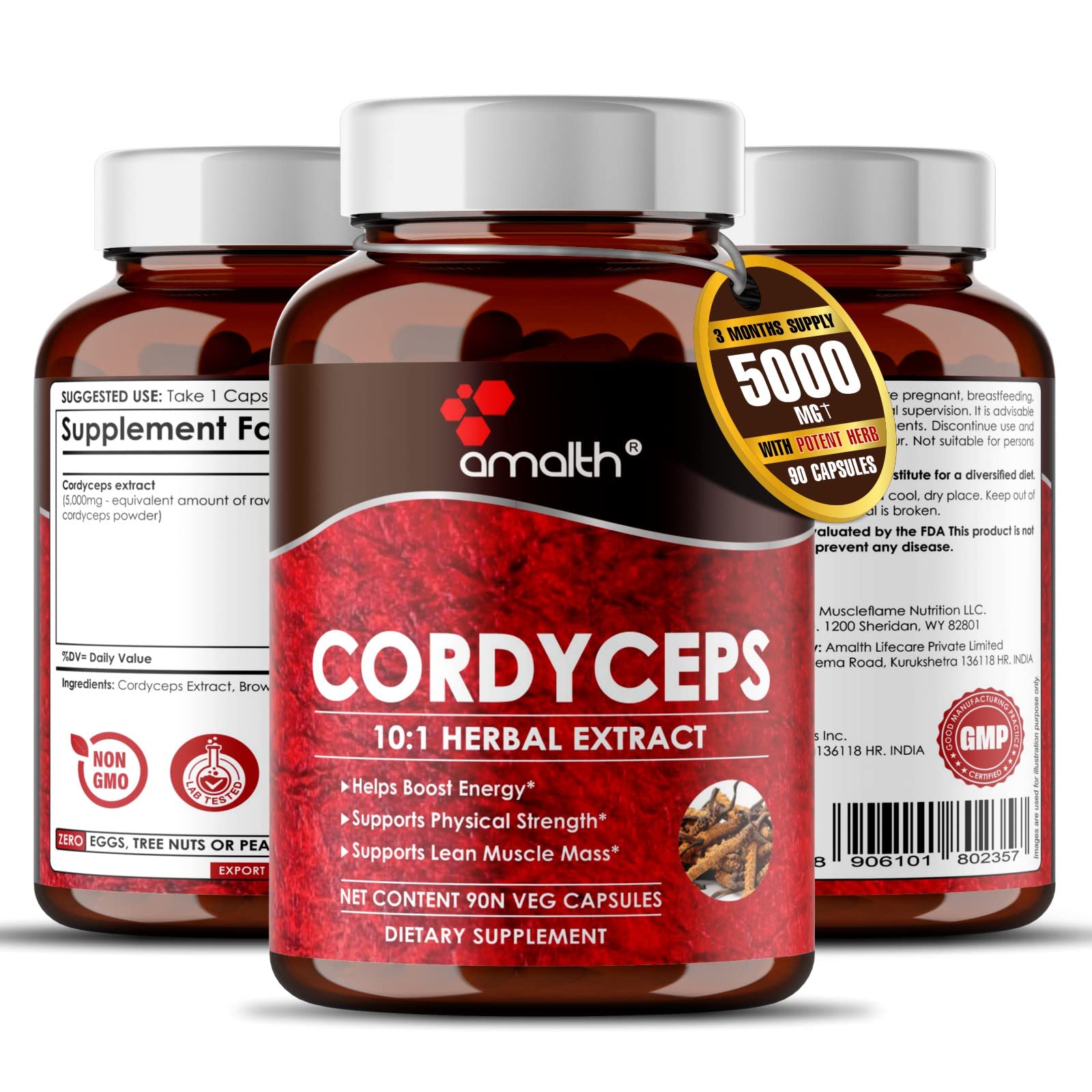 Buy Amalth Cordyceps Extract 5000mg 90 s (Cordyceps Sinensis Mushroom