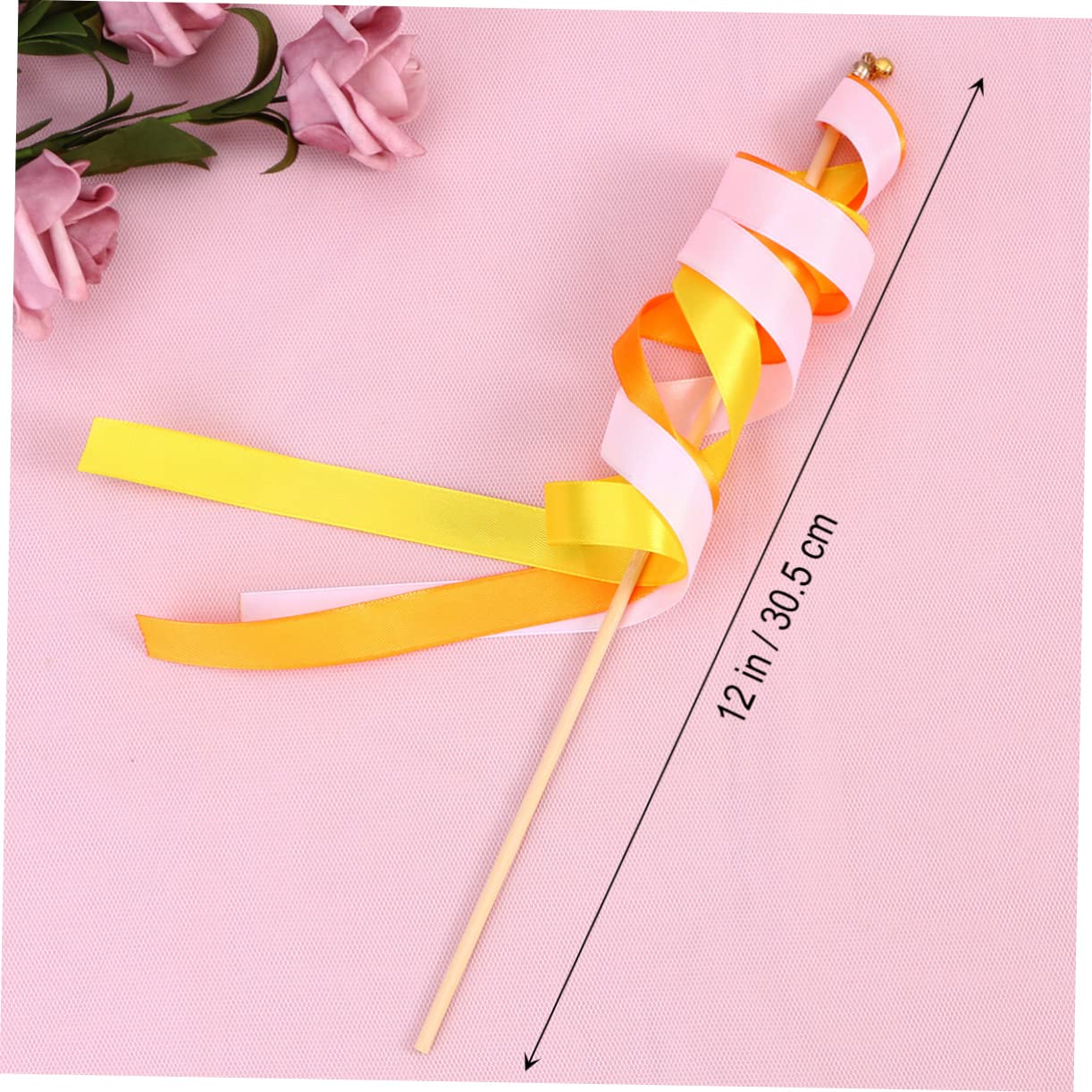 CHILDWEET 40piezas Varitas De Cinta De Raso Con Campanita De Bastones De Hadas Amarillos Para Bodas y Fiestas Accesorios Para Celebraciones y Eventos Especiales