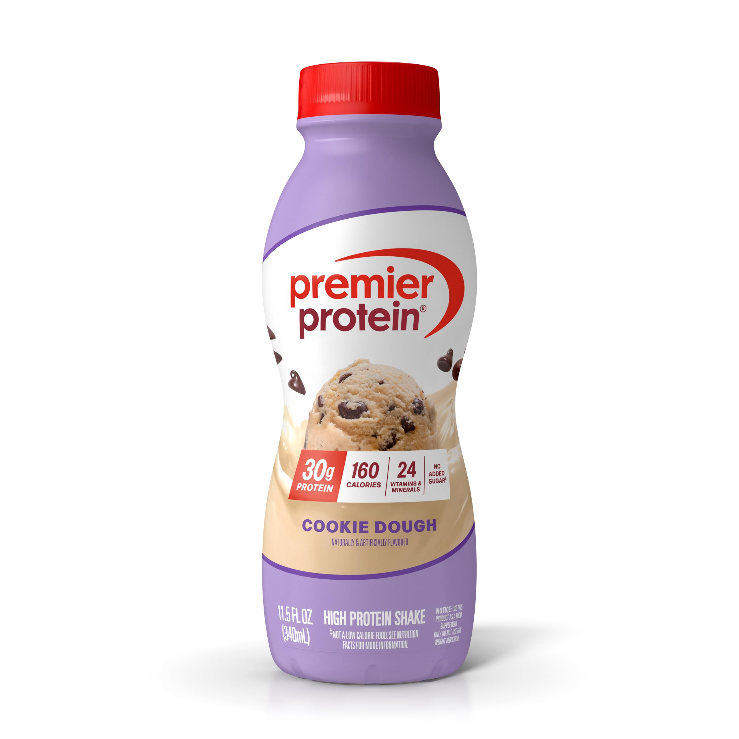 Premier Protein Shake, Cookie Dough, 30g Protein, No Added Sugar, 24 Vitamins & Minerals to Support Immune Health, 11.5 fl oz, 1 Pack (Packaging May Vary)