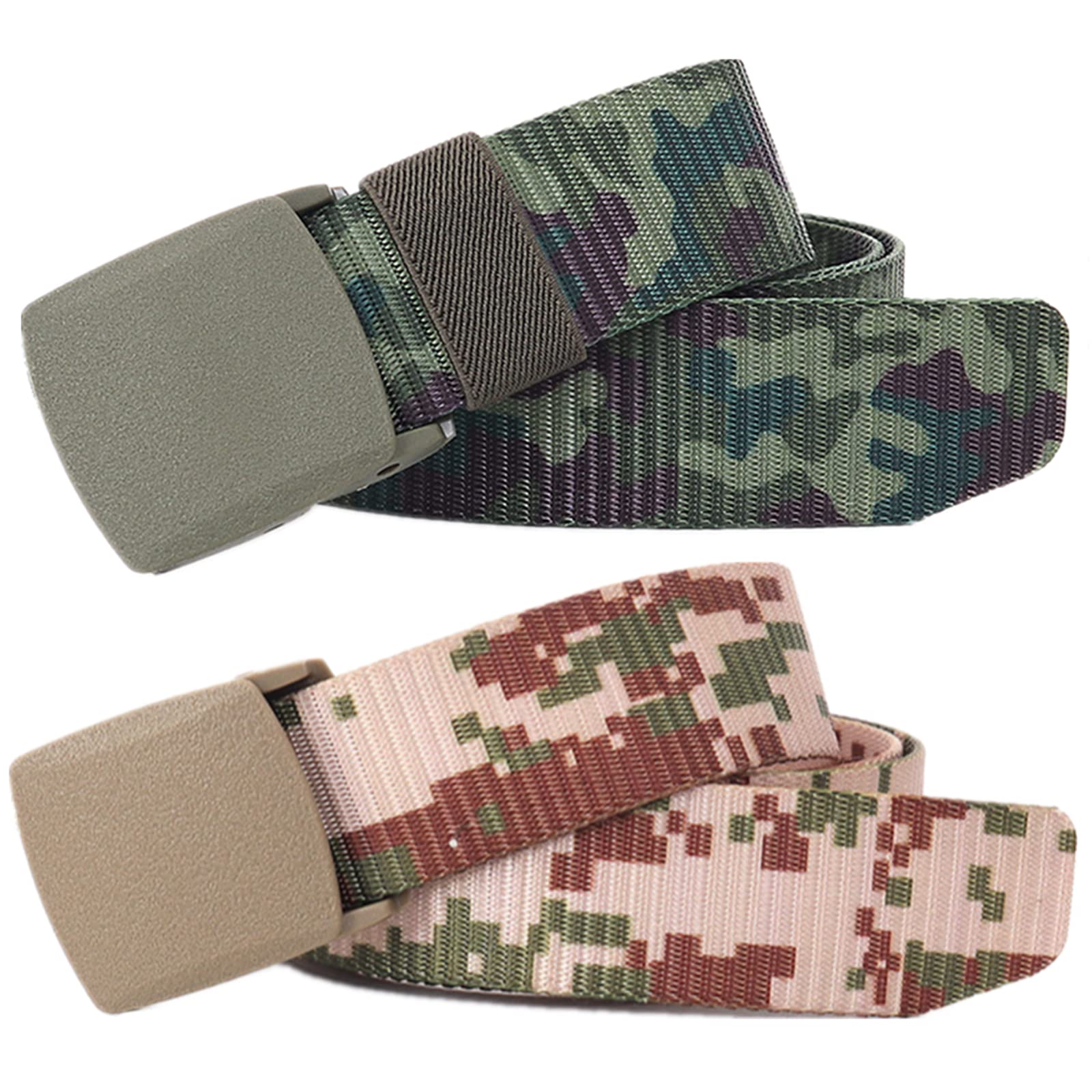 Cintas de nylon Cinturones for hombre, de nailon militar táctico de camuflaje con hebilla sin metal (paquete de 2)