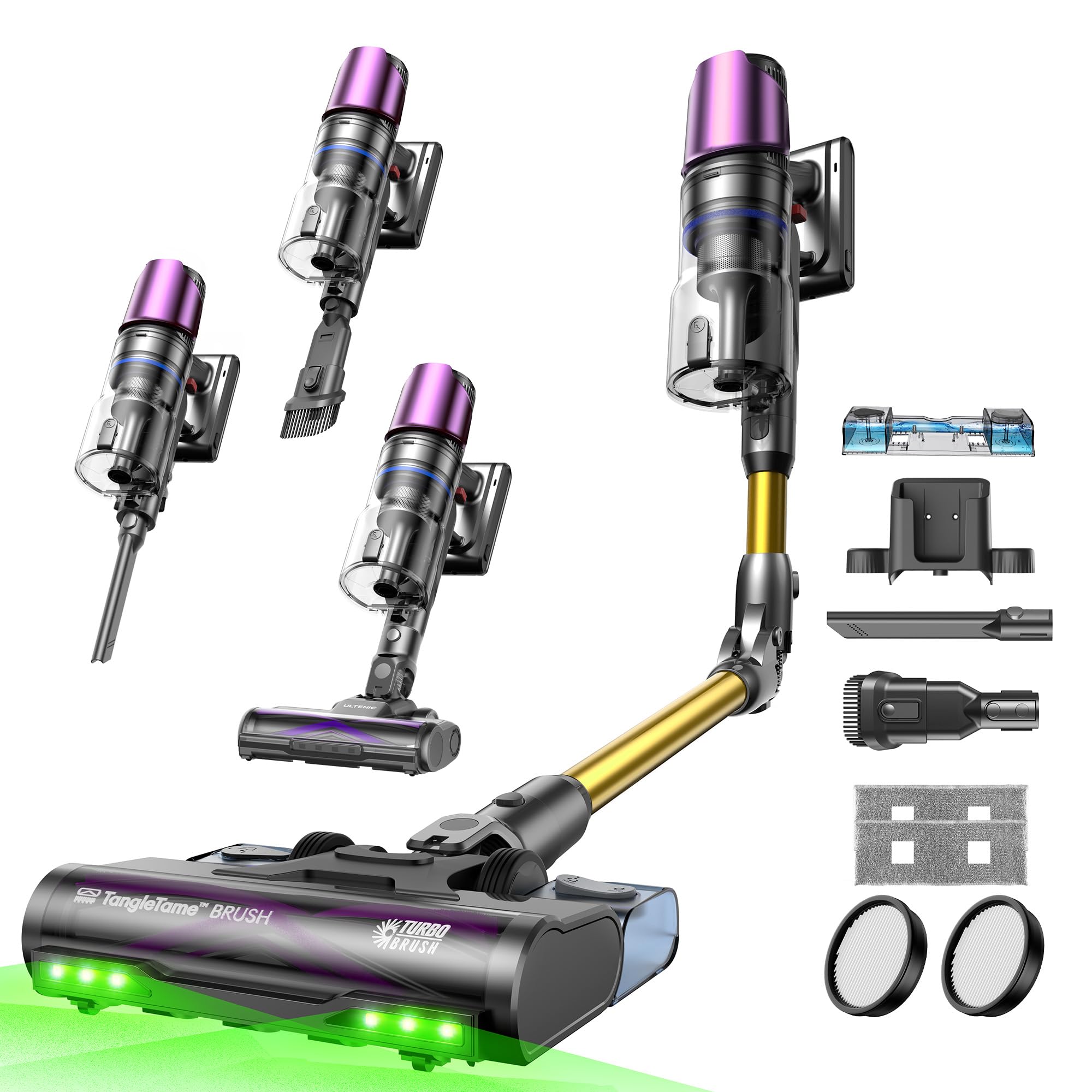 Ultenic U20Mopper Aspiradora sin Cable 60KPa/60Min, con Tanque Extraíble, Tec. Slide-to-Clean sin Ensuciarte, Limpia Bajo Muebles sin Agacharse, Cepillo Antienredos– Ideal para Suelos Duros y Mascotas