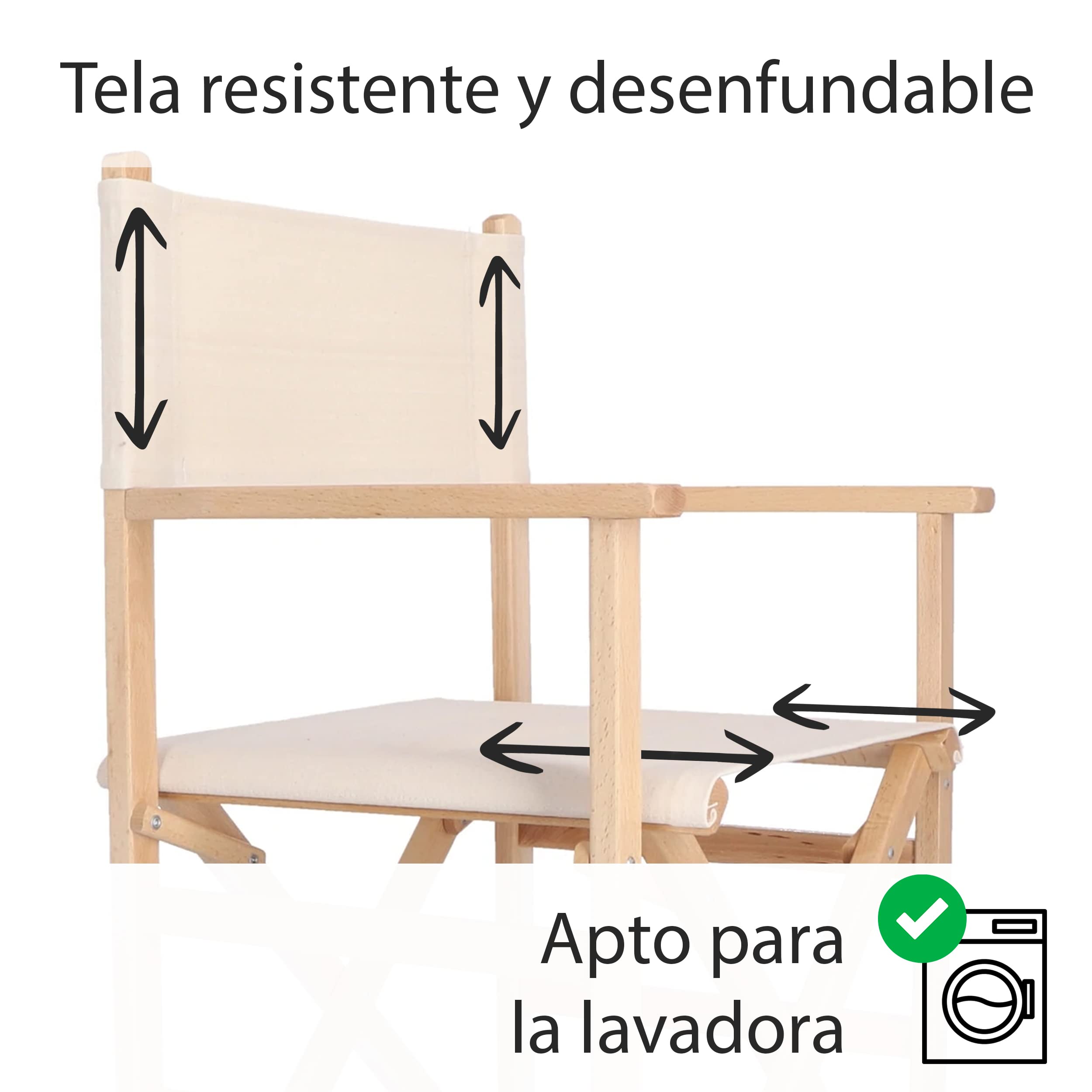 Aranaz - Sillón Director Plegable Sin Barniz Lona, Azul Marino