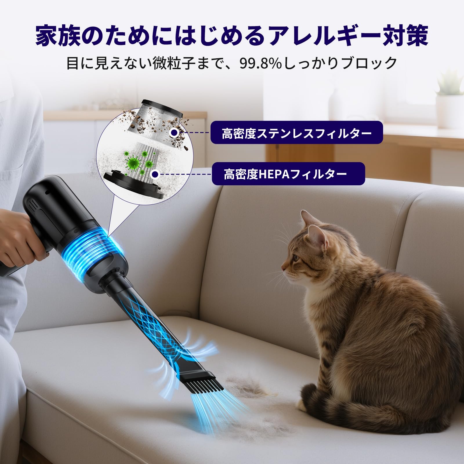 コードレス掃除機 掃除機 LEDライト コードレスハンディクリーナー パワフル吸引 液晶 LEDライト コードレス 掃除機・クリーナー