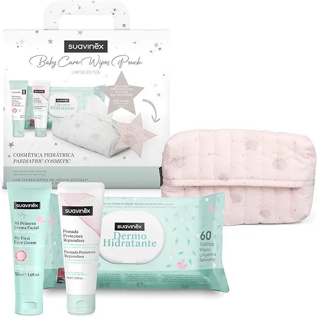 Canastilla Bebé Recién Nacido con Porta Toallitas de Tela - Cesto Higiene Bebé