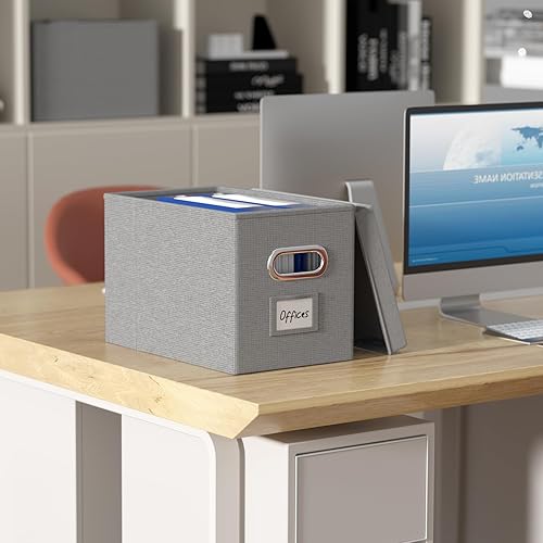 Miniatura 4 de Caja organizadora de archivos con tapa, caja de almacenamiento colgante con deslizador de metal para letras, documentos, oficina, hogar, sistema de