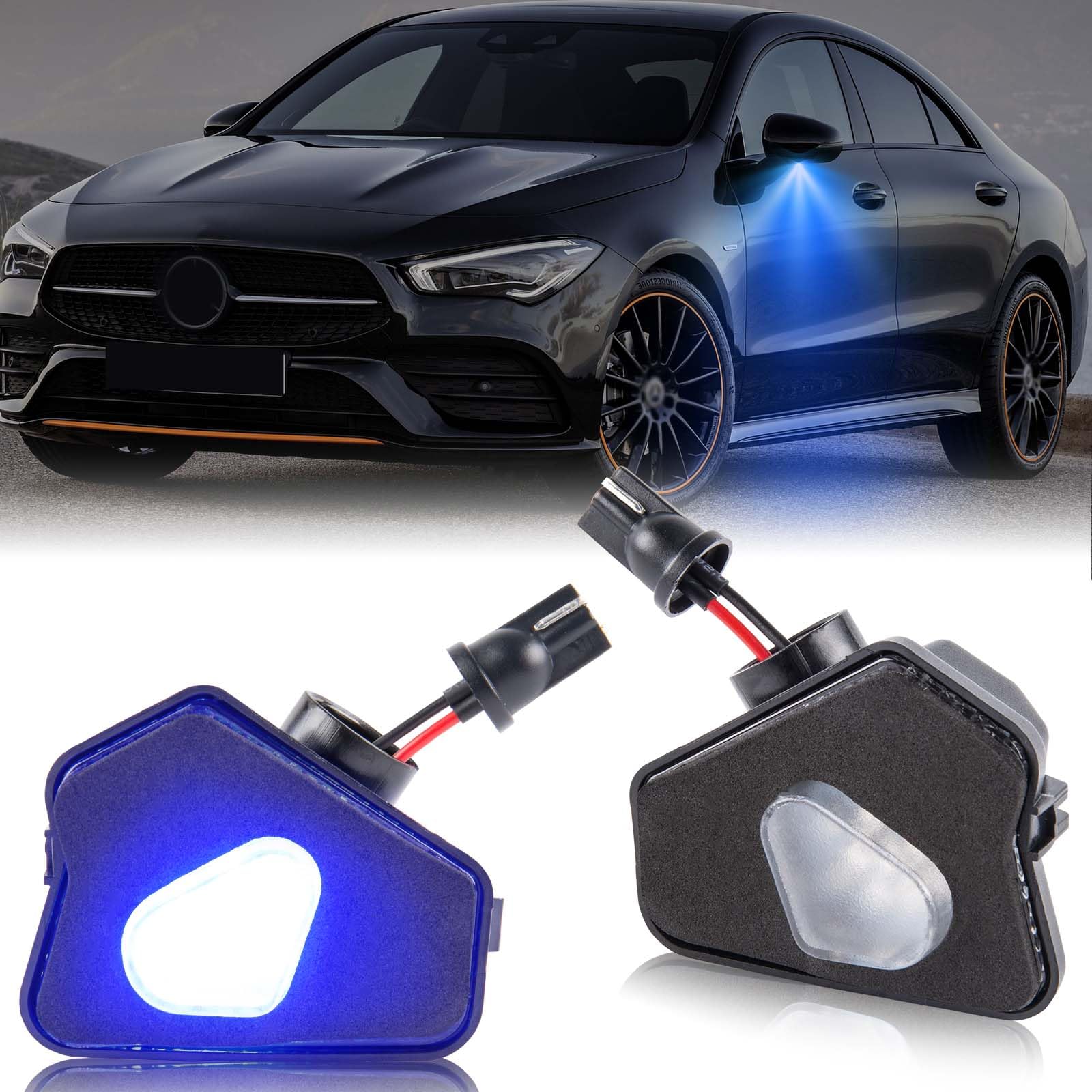 LED Side Mirror Puddle Lights Lamp, Car Under Rearview Mirror Light Compatible for W176 W204 W212 W218 W117 W156 W209 W221 W246 W242 C216 C207