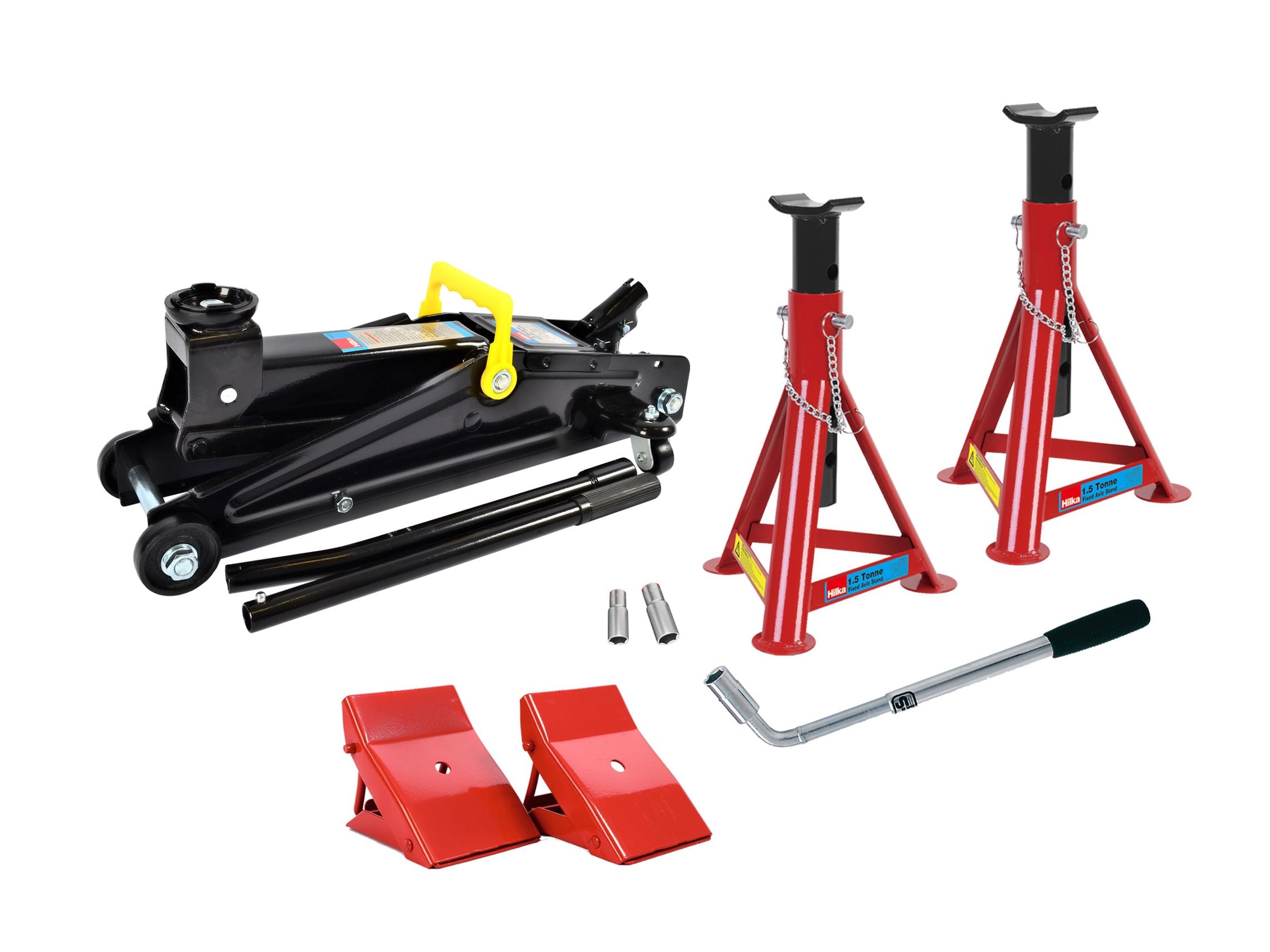 Hilka Tools 3 Tonne Combination Jack Kit - Trolley Jack and Axle Stands Set