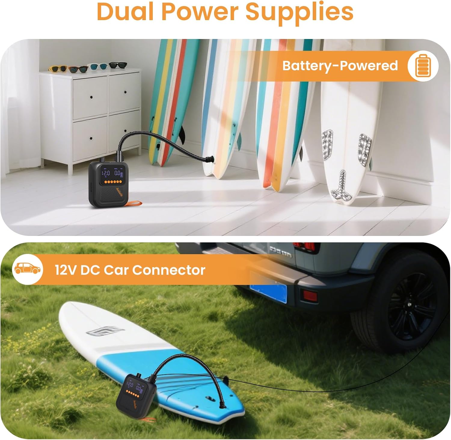 Portable Rechargeable Electric SUP Paddle Board Pump, Intelligent Dual Stage Inflation&Deflation, Up to 20PSI and Auto-Off for Stand UP Paddle Boards, Kayaks, Tents - Image 5