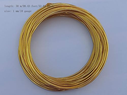 Miniatura 2 de Alambre de aluminio anodizado calibre 18 de 98 pies para hacer joyas y manualidades (0.039 in, oro claro, 41014)