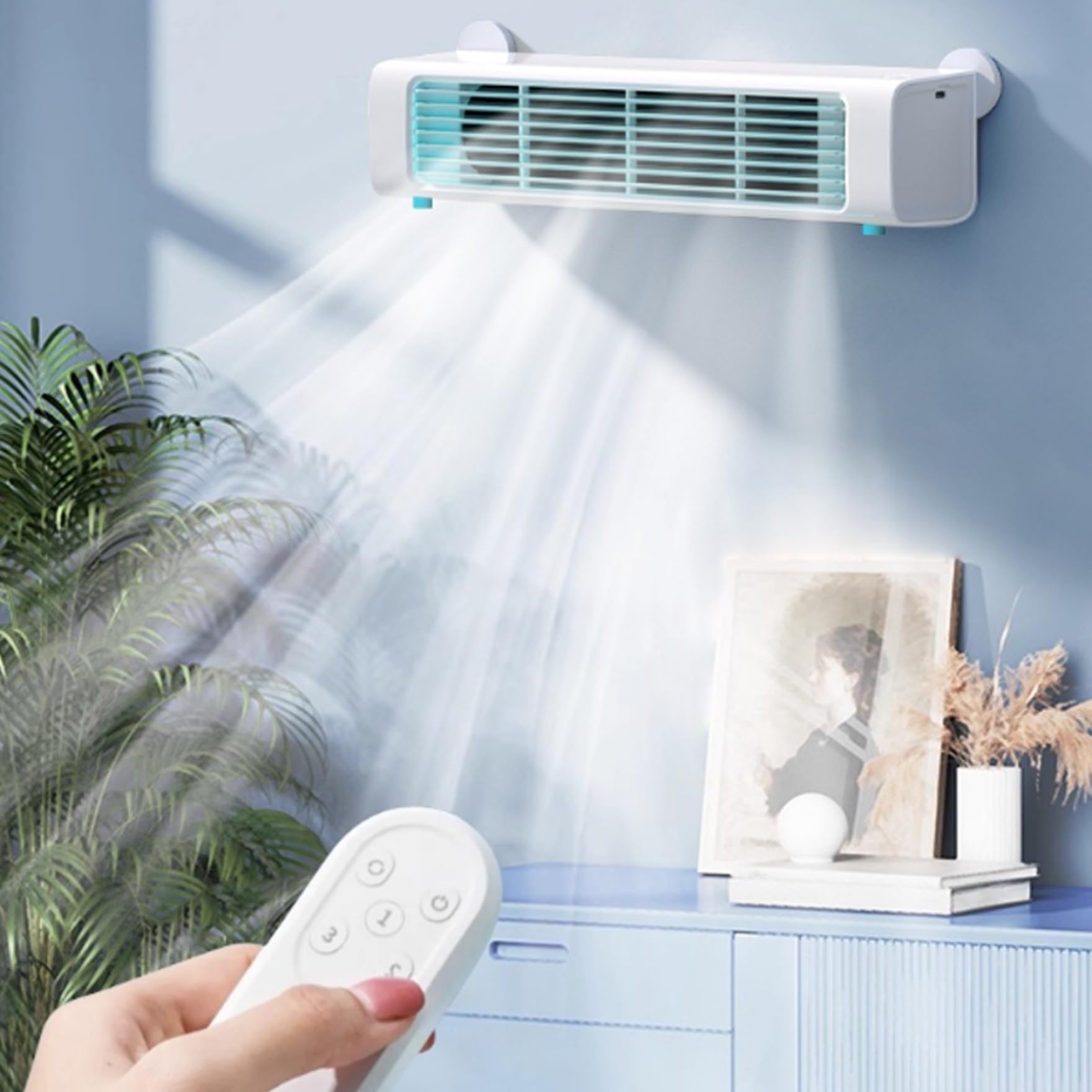 Aire acondicionado portátil pequeño, aire acondicionado personal de 3 velocidades con unidad de pequeña recargable remota portátil para habitación, escritorio, oficina, dormitorio