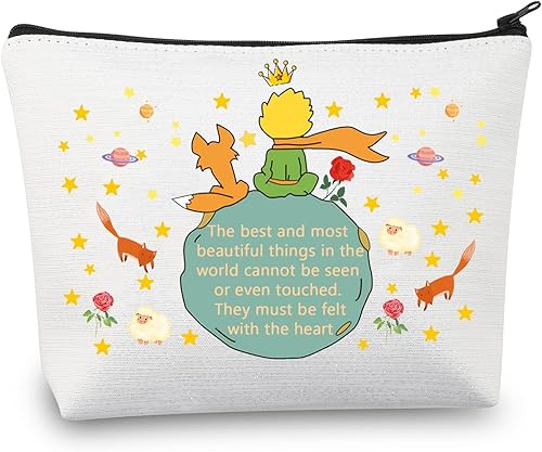 CMNIM Bolsa de maquillaje de Principe Principito para regalar a los amantes de los libros, bolsa de cosméticos, bolsa de viaje con cremallera,