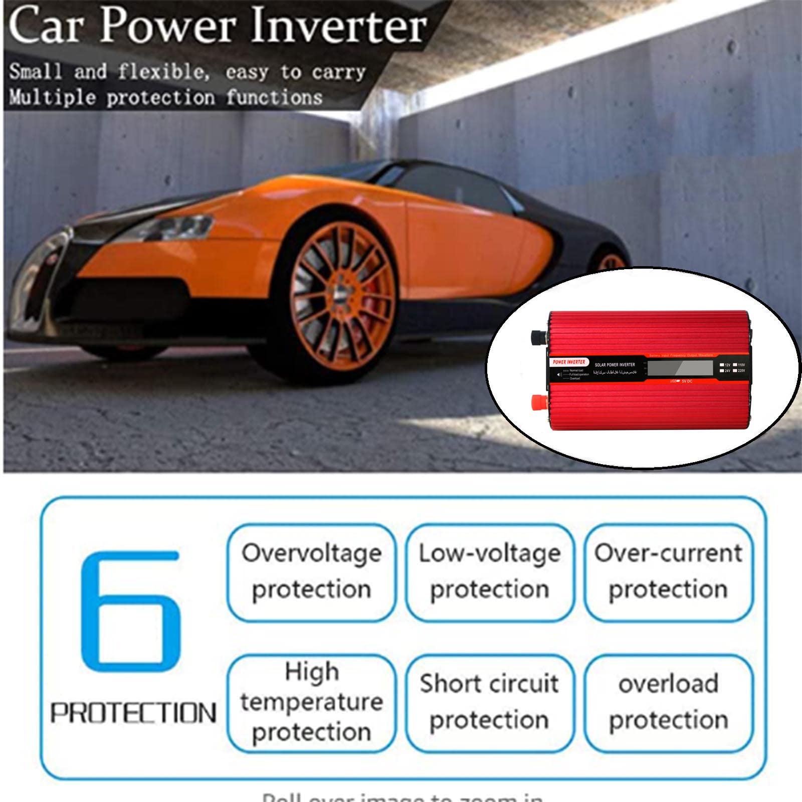 Czysta fala sinusoidalna przetwornica napięcia 500 W/1000 W/1500 W/2000 W przetwornica napięcia przetwornica samochodowa DC 12 V 24 V do 110 V/220 V falownik solarny