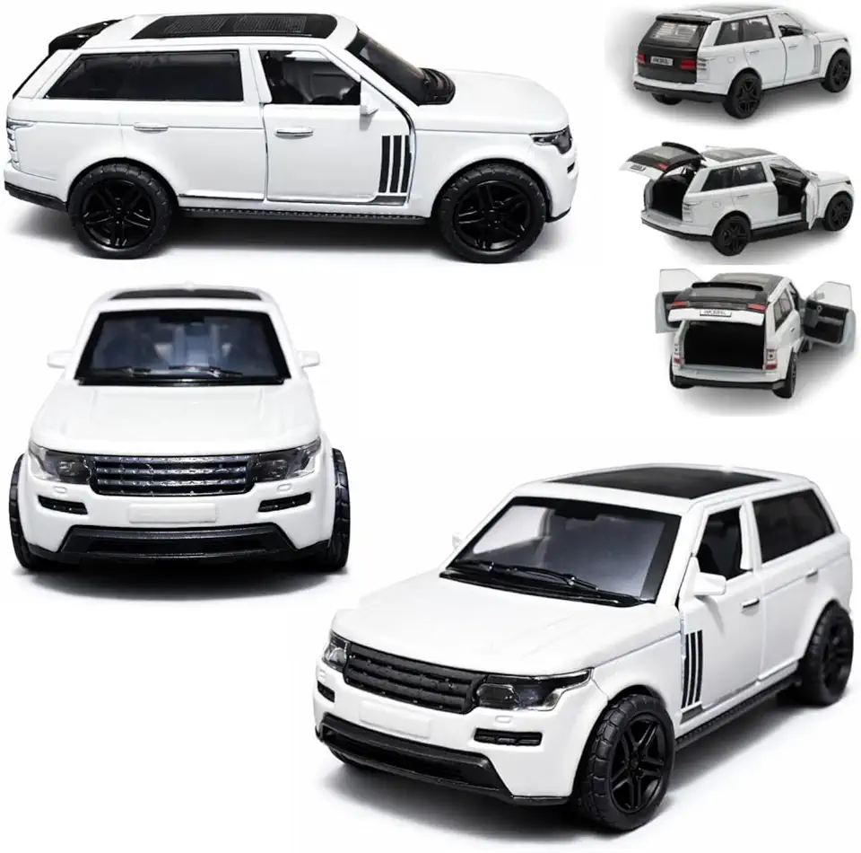 Carrinho Miniatura Ferro Metal Suv Range Rover E Bmw Fricção (BRANCO)