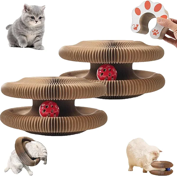 Twisty Paws Cat Toy, 2025 Upgraded Foldable Cat Toy with Durable Honeycomb Cardboard, Innovative 2-in-1 Cat Scratcher & Toy for Cats Exercise (2pcs)
