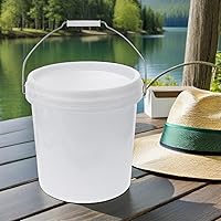 Vista 4 de Cubo de almacenamiento de plástico de grado alimenticio con tapa y asa, contenedor multiusos para alimentos para perros, campamento y uso doméstico