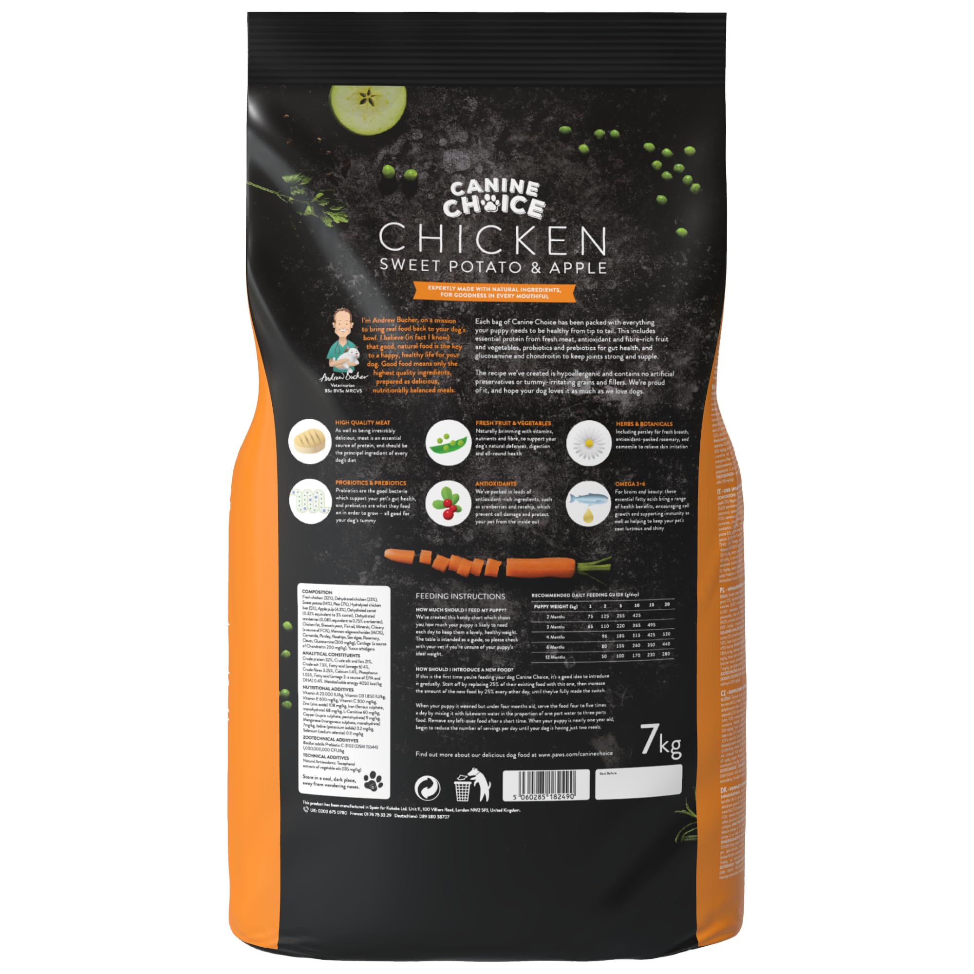 Canine Choice Super Premium Puppy Trockenfutter für Hunde – kleine & mittelgroße Rassen Huhn 7 kg | 60% frisches Huhn, getreidefreies, hypoallergenes Trockenfutter mit Süßkartoffel & Apfel |