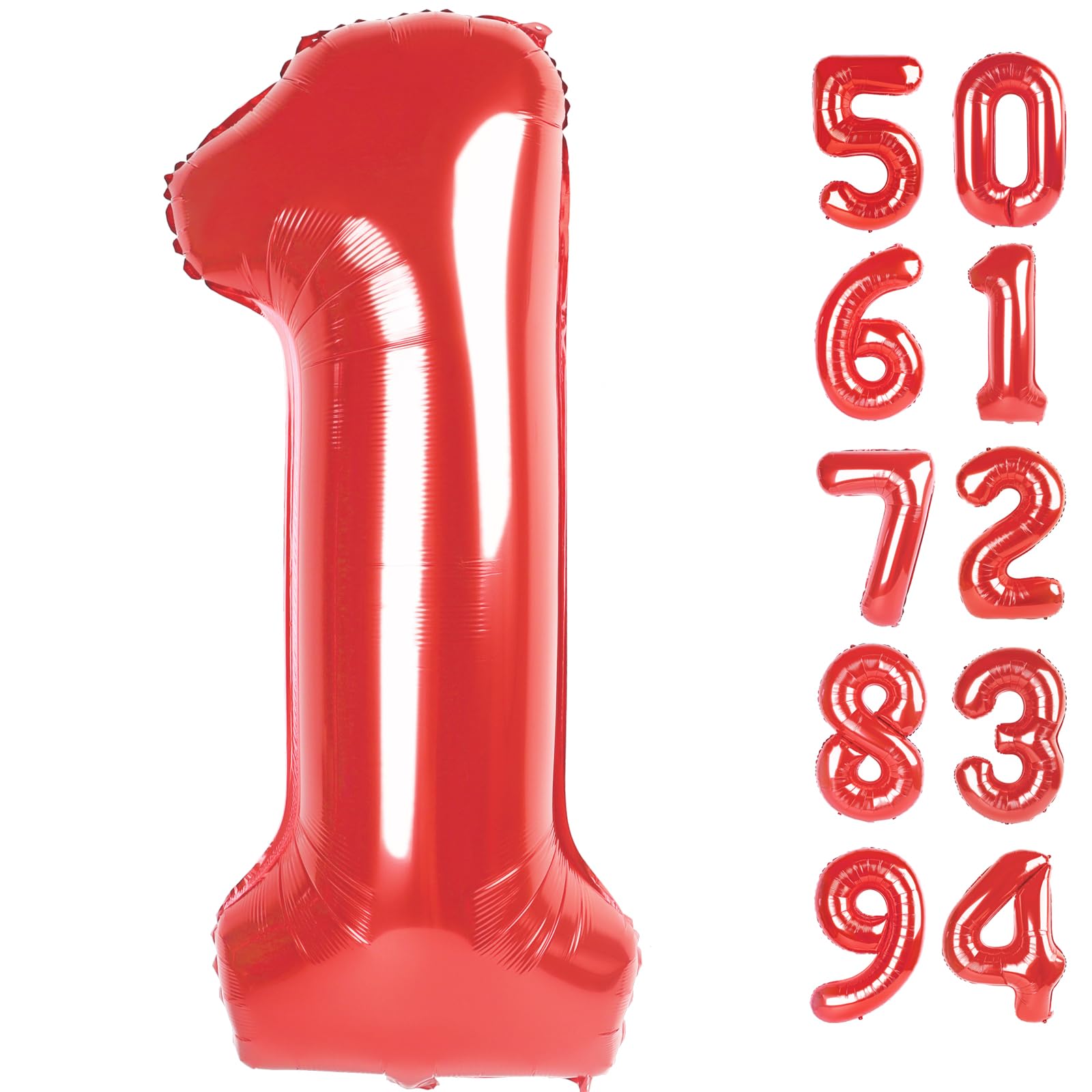 40 Inch Red 1 Balloon for First Birthday, Red One 1st Number Balloon Birthday Decorations for Red Party Supplies, Number 1 Balloon