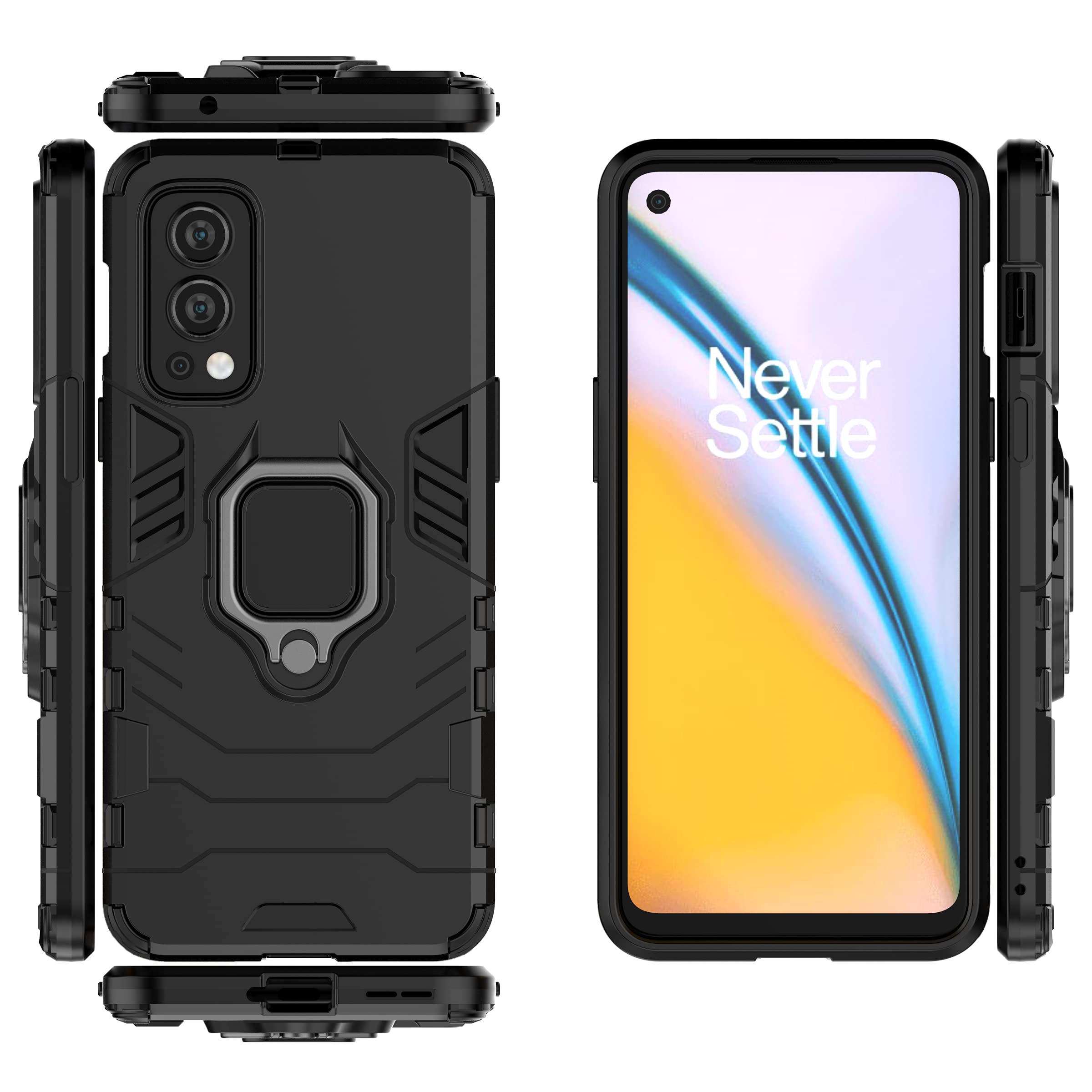 BAIDIYU Cover per OnePlus Nord N2 5G Custodia, Assorbimento degli urti, Staffa, Resistenza alla caduta, Doppio strato TPU + PC, Adatto per OnePlus Nord N2 5G.(Rossa