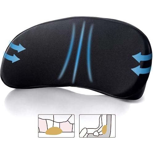Lumbar Support Pillow for Car Seat – Multi-Use Memory Foam Lower Back Cushion with Ergonomic Streamline, Upgraded for Waist & Hip Pain Relief, Perfect for Office Chair,Car Driver, Recliner,Black