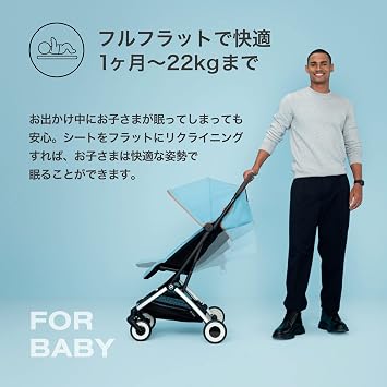 Cybex ORFEO Beach Blue Compact Stroller, Comfortable Compact